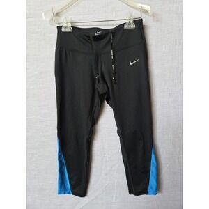 Nike Running Lycra Pants Size Small Womens Black Blue Dri-Fit Nike Yoga Workout